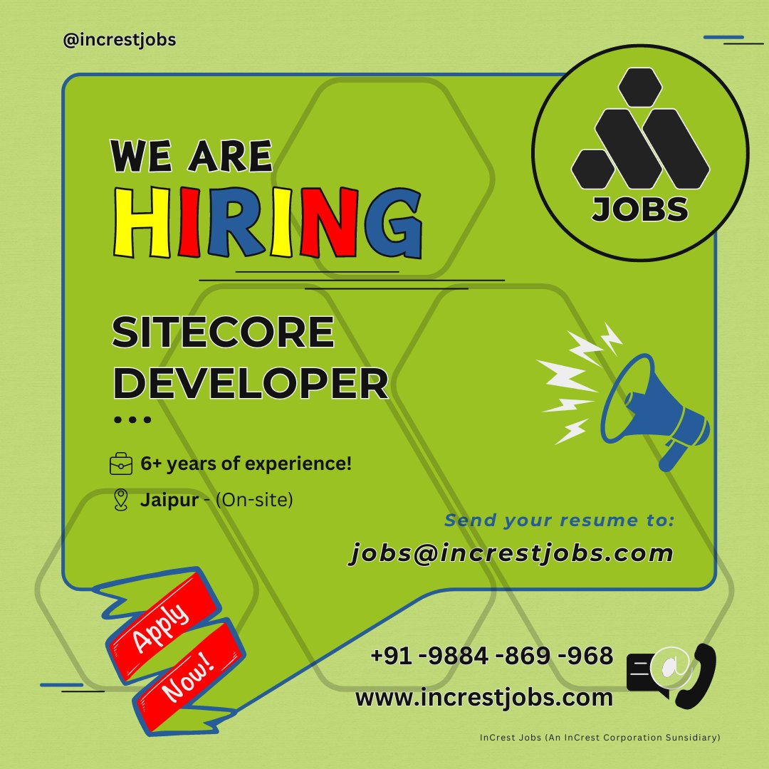 InCrestJobs's tweet image. We are hiring a Sitecore Developer with good experience in .NET 4.5, HTML, JavaScript, CSS, MVC, Web Services, and SQL Server. Good knowledge of Sitecore CMS is also required.
Send your resume to jobs@increstjobs.com
#InCresting #InCrestjobs #SitecoreDeveloper #DotNet #HTML