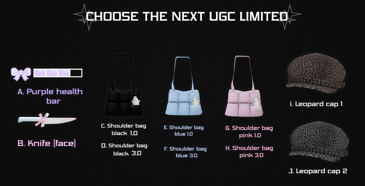 CHOOSE YOUR FREE LIMITED!!
roblox.com/groups/3762778…

COMMENT WHICH ONE YOU WANT!!

<a href="/YuzokiRbx/">Yuzoki</a>
<a href="/cohffn/">cohffn</a>

Like &amp; Retweet and comment your roblox username to get prompted before event starts!! (lucky 5)
#Roblox #robloxgiveaways #RobloxUGC