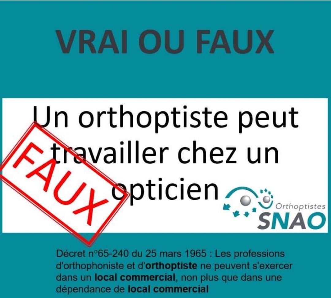 Syndicat National Autonome des Orthoptistes (@orthoptistesnao) on Twitter photo Suite à une forte augmentation d'installation d'orthoptistes dans les boutiques d'optique le SNAO rappelle qu'il est strictement interdit de pratiquer l'orthoptie dans une boutique d'optique même si vous avez le diplôme d'opticien #snao <a href="/fr_rof/">Rassemblement des Opticiens de France - ROF</a> <a href="/fnof_officiel/">FNOF</a> <a href="/snof_org/">SNOF</a> Suite à une forte augmentation d'installation d'orthoptistes dans les boutiques d'optique le SNAO rappelle qu'il est strictement interdit de pratiquer l'orthoptie dans une boutique d'optique même si vous avez le diplôme d'opticien #snao <a href="/fr_rof/">Rassemblement des Opticiens de France - ROF</a> <a href="/fnof_officiel/">FNOF</a> <a href="/snof_org/">SNOF</a>