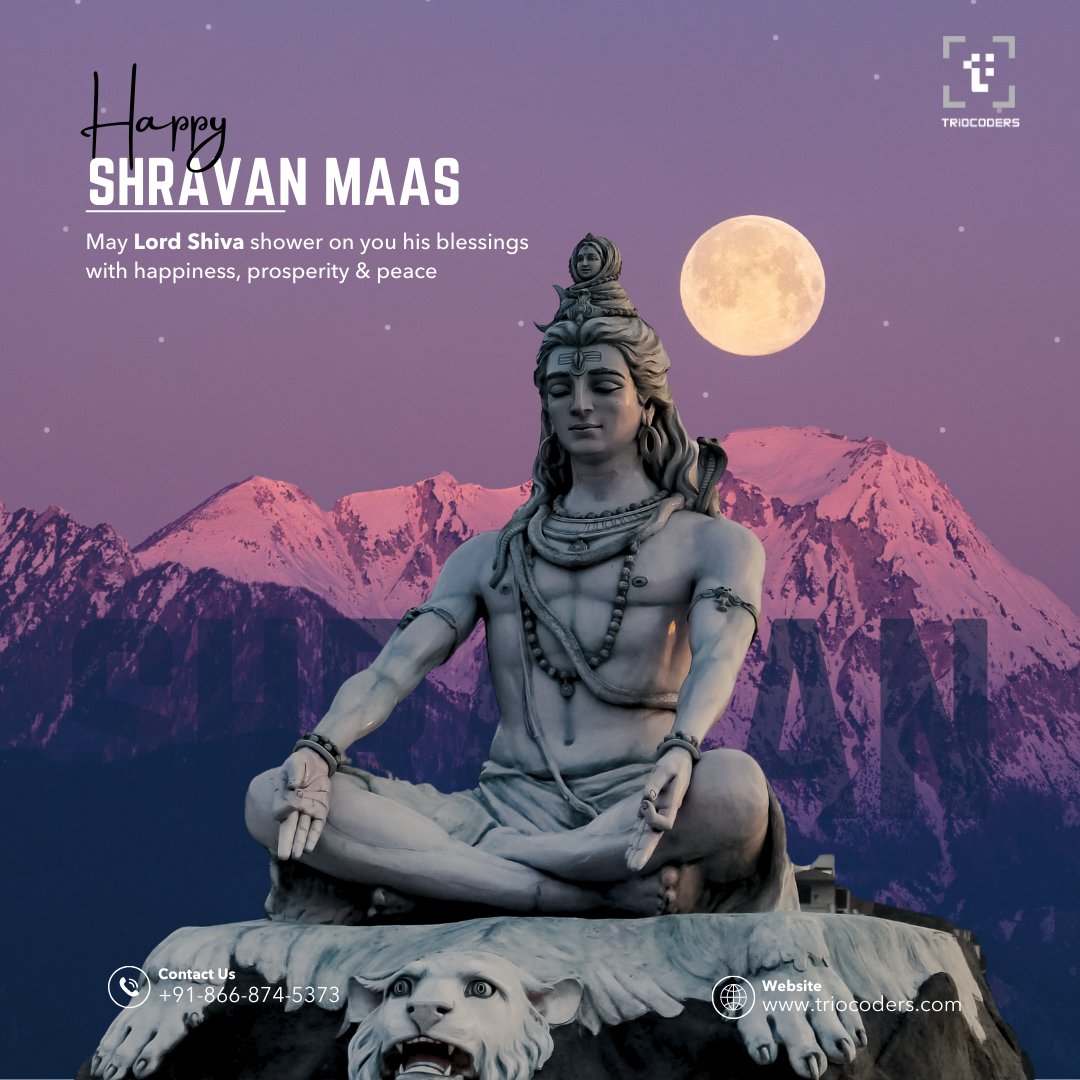 triocodersteam's tweet image. 🌿 Happy Shravan Maas from Triocoders! 🌿
As we embrace the auspicious month of Shravan, a time for spiritual growth and reflection, we at Triocoders extend our warmest wishes to you and your family. May this holy month bring you peace, prosperity, and joy.
#shravanmaas