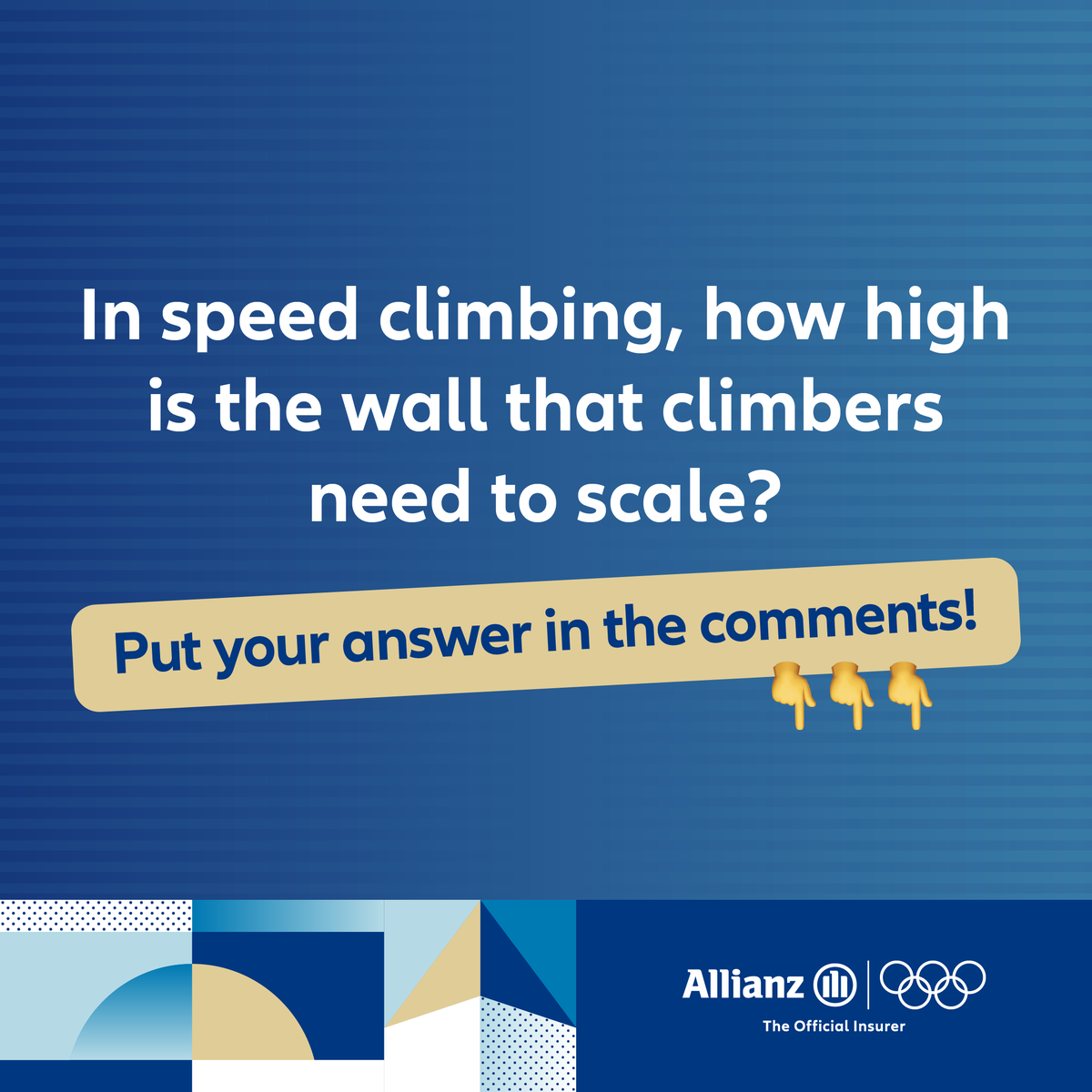 Olympics's tweet photo. 🧗♂️ Think you know sport climbing? Drop your answers in the comments. Check your answers and test your knowledge here 👉 https://t.co/uYgCaDFq5V
#SportClimbing #Climbing #GetReadyForTheBest #Paris2024 #Olympics #ReadyParisGo #Allianz https://t.co/kEksrv6rWC