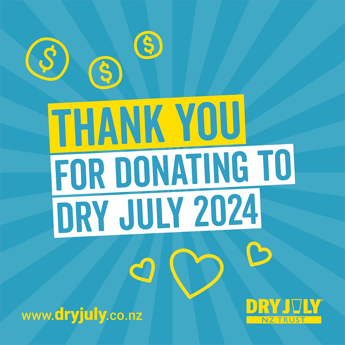 We wanted to give our Dry July donors a shoutout and say a massive THANK YOU! We're so grateful for your generosity and support for Dry July 2024. Keep an eye on our social media and website as we'll continue to post how donations are making a difference over the coming year. ❤️