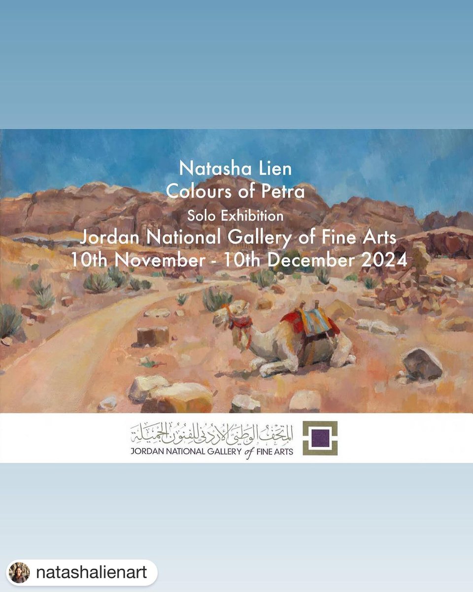 So proud of regular tutor Natasha Lien who is to have a solo exhibition at the Jordon National Gallery of Fine Art of work created on residency in Jordon.

from 10th November to 10th December 2024