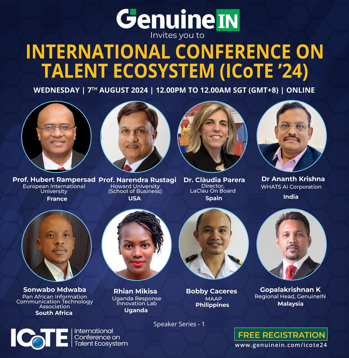 Join the International Conference on Talent Ecosystem (ICoTE '24), hosted by GenuineIN, on August 7, 2024. Don't miss this opportunity to engage in insightful discussions and network with global participants. Register now to secure your spot:
lnkd.in/g7pPUdhX