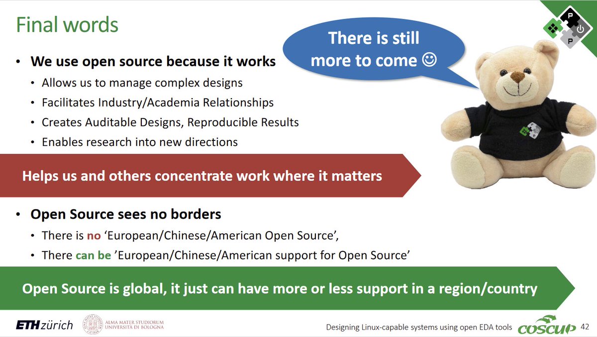 You can now find Philippe's slides "Designing Linux-capable systems using open EDA tools" presented at #COSCUP24 in Taiwan on our website: pulp-platform.org/docs/coscup202…