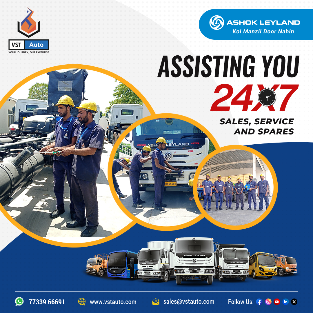 🚛 Ashok Leyland - VST Auto India is here for you 24/7! We're dedicated to providing round-the-clock sales, service, and spare parts assistance. 
.
For service support contact: 74130 66691
📧E-Mail: service@vstauto.com
.
#AshokLeyland #VSTAutoAshokLeyland #VstAuto #vstautoindia