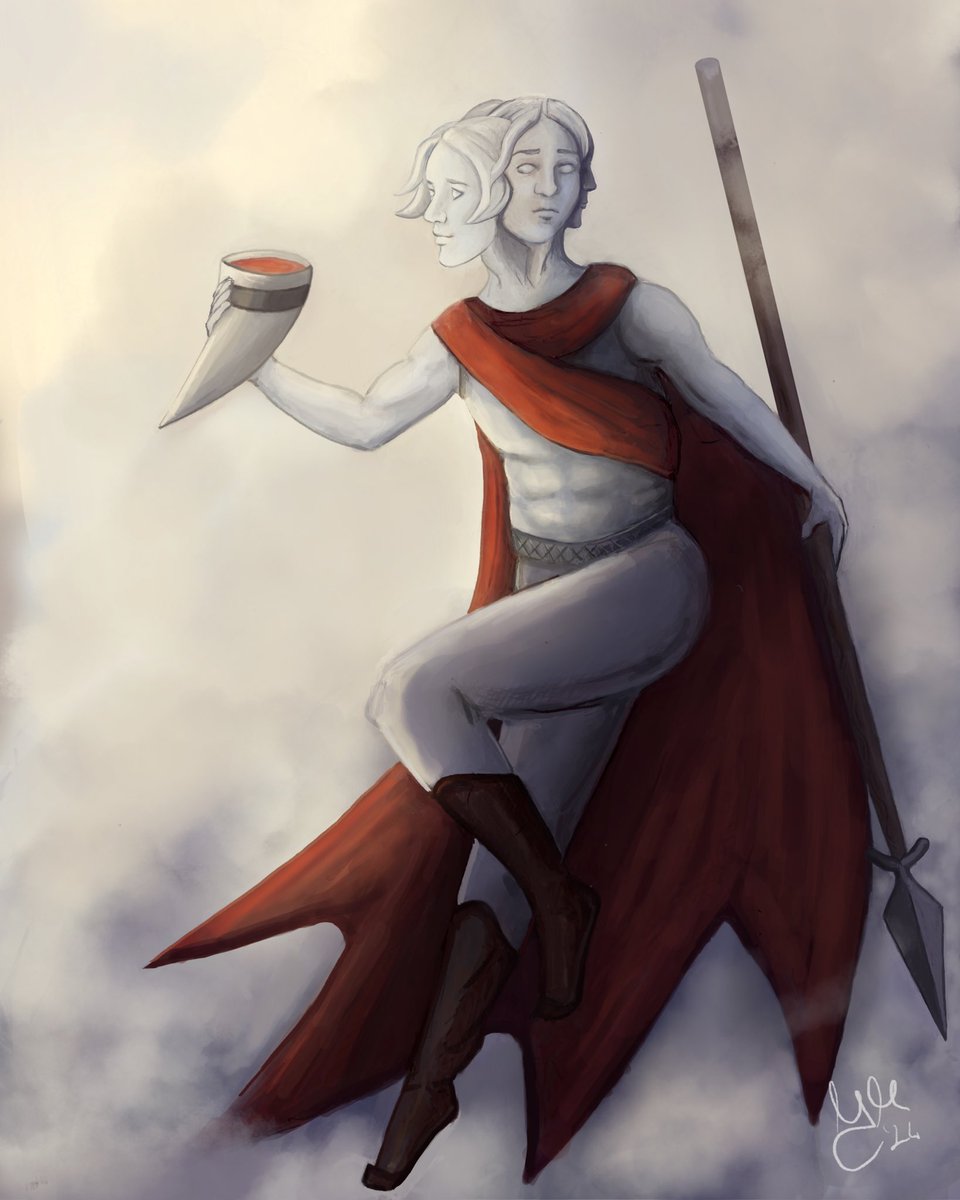 Made another #slavicmythology artwork, this time it is Svetovid, 4 headed god of war and abundance