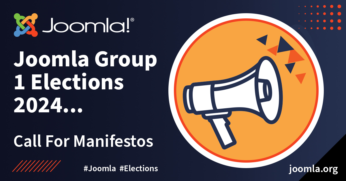 joomla's tweet photo. Attention Joomla Community! Call for Manifestos - Group 1 Elections 2024. Submit your manifesto and be part of Joomla's future! Deadline: August 7, 2024

https://t.co/taIbbxnlM7
#JoomlaElections #OpenSourceMatters #CommunityLeadership #Joomla https://t.co/8HFHu9gcni