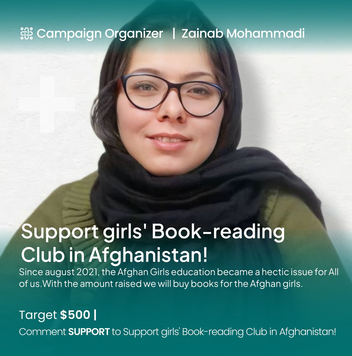 ASEELApp's tweet photo. Comment βSUPPORTβ to help girls' Book-reading Club in Afghanistan.
Donate to her campaign: https://t.co/WGnQkRl2YP
.
.
#CampaignPlus #SupportGirlsEducation #Afghanistan #GirlsReadingClub #EmpowerWomen #SupportLiteracy #EducationForAll #BooksForGirls https://t.co/lpeLhv14Sr