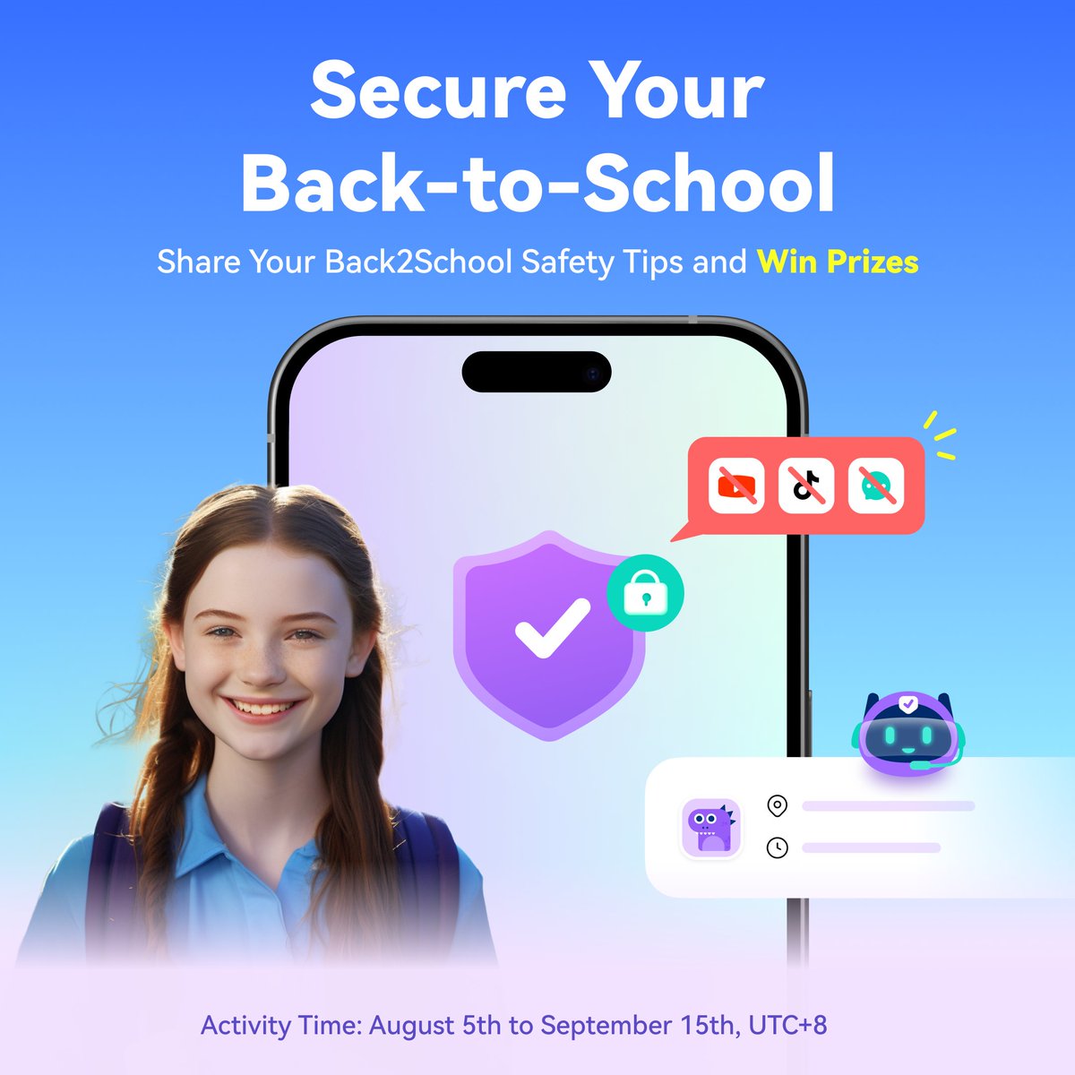 famisafe's tweet photo. 🎉Safe and Secure for the Back to School Rush! 📚✨

As the back-to-school season approaches, we're excited to launch our special campaign to ensure safety for our kids! We want to hear from YOU, the parents! Share your top safety tips for this school year in the comments below. 🌟

✨ Prizes:
🥇 1st Place: $150 Amazon Gift Cards*1
🥈 2ndPlace: $50 Amazon Gift Cards*3
🥉 3rd Place: FamiSafe Monthly Licenses*6

✨ How to Participate:
1️⃣ Comment below https://t.co/caiyGh7wrq with your best safety tip for the school year.
Or Repost this post on your own feed.
2️⃣ Use the hashtags #SchoolSafetyMatters and #FamiSafe in your comment or repost.

🗓 Contest Duration: August 5 - September 15

Let's work together to create a safe and fun school environment for our children! Don’t miss your chance to win amazing prizes while sharing valuable insights. 💬👇

#FamiSafe #BackToSchool #SafetyFirst #ParentTips #Contest