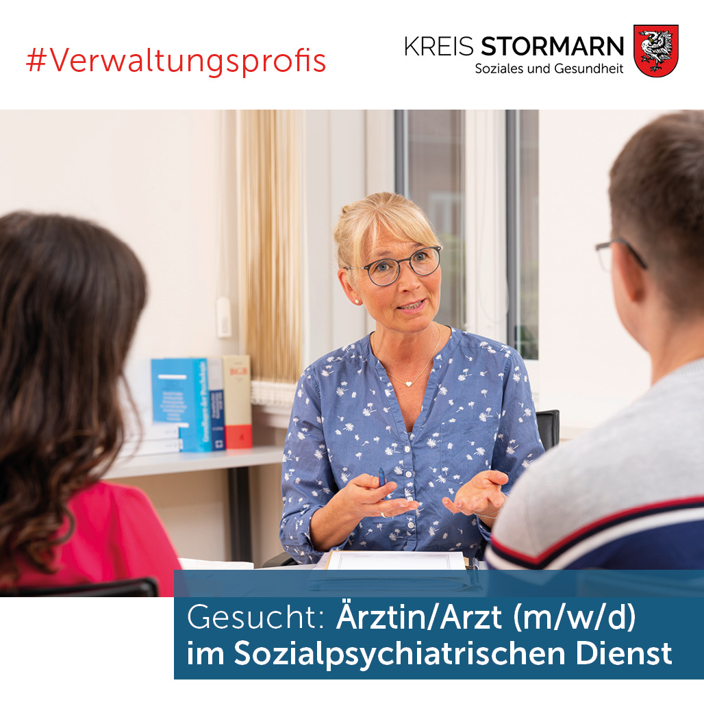 Wir suchen einen Arzt/eine Ärztin (m/w/d) für den Sozialpsychiatrischen Dienst.

⏰Vollzeit
📅Unbefristet
💶bis zur EG 15 TVöD

🤩Interessiert? kreis-stormarn.de/aktuelles/stel…