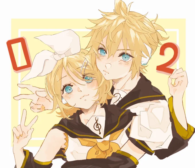 世界一可愛いツインズ"(∩>ω<∩)" #鏡音リン  #鏡音レン #リンレン  #レンリン 