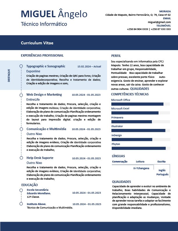 ExponlineEditor's tweet photo. PERSONALIZE O SEU CV E RECEBA O PRONTO A IMPRIMIR. POR APENAS 100.00MT

#CV #CURRICULUMVITAE #EXPONLINE #Officecorrution #cv https://t.co/QPmvsLu0B1