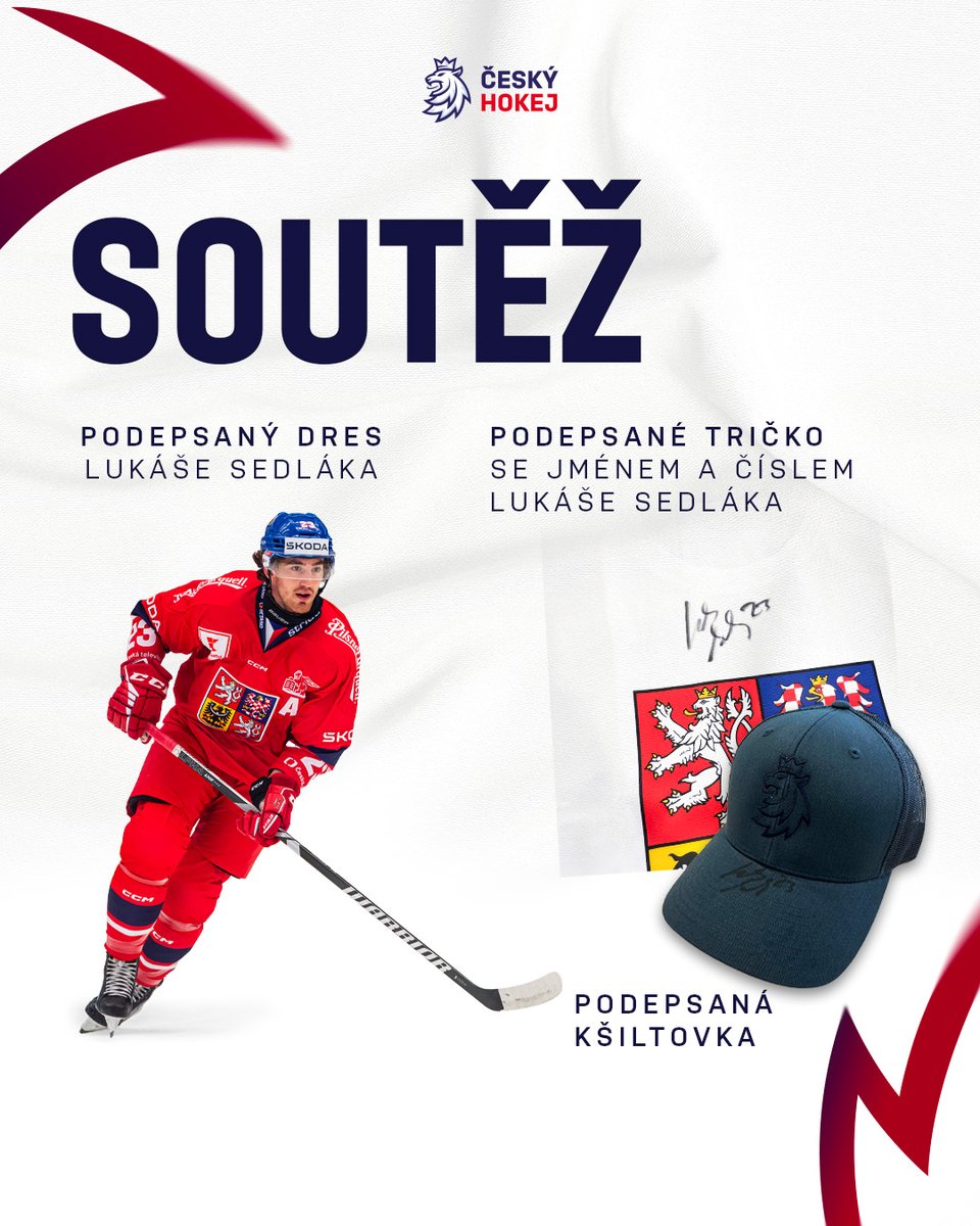 Je tady letní soutěž o podepsaný dres, kšiltovku a tričko od Lukáše Sedláka! 😎

Podmínky soutěže 👇

1️⃣ Sledování profil Českého hokeje na sociální síti X (<a href="/czehockey/">Český hokej</a>)
2️⃣ Repost soutěžního příspěvku

Soutěž o podepsaný merch se koná v termínu od 5. 8. 2024  do 12. 8. 2024  na