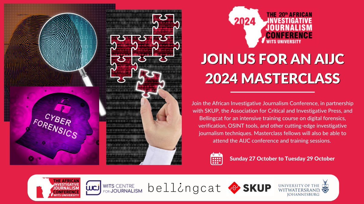 GIJN Africa (@gijnafrica) on Twitter photo Are you keen to take your investigative journalism skills to the next level?
Sign up for this 3-day masterclass by @AIJC_conference, <a href="/skup_norge/">SKUP Norge</a> & <a href="/bellingcat/">Bellingcat</a>.
The training is set for Oct. 27-29 in 🇿🇦, prior to <a href="/AIJC_Conference/">African Investigative Journalism Conference</a> 2024.
Deadline: Aug. 30. buff.ly/3WtyLA3 Are you keen to take your investigative journalism skills to the next level?
Sign up for this 3-day masterclass by @AIJC_conference, <a href="/skup_norge/">SKUP Norge</a> & <a href="/bellingcat/">Bellingcat</a>.
The training is set for Oct. 27-29 in 🇿🇦, prior to <a href="/AIJC_Conference/">African Investigative Journalism Conference</a> 2024.
Deadline: Aug. 30. buff.ly/3WtyLA3