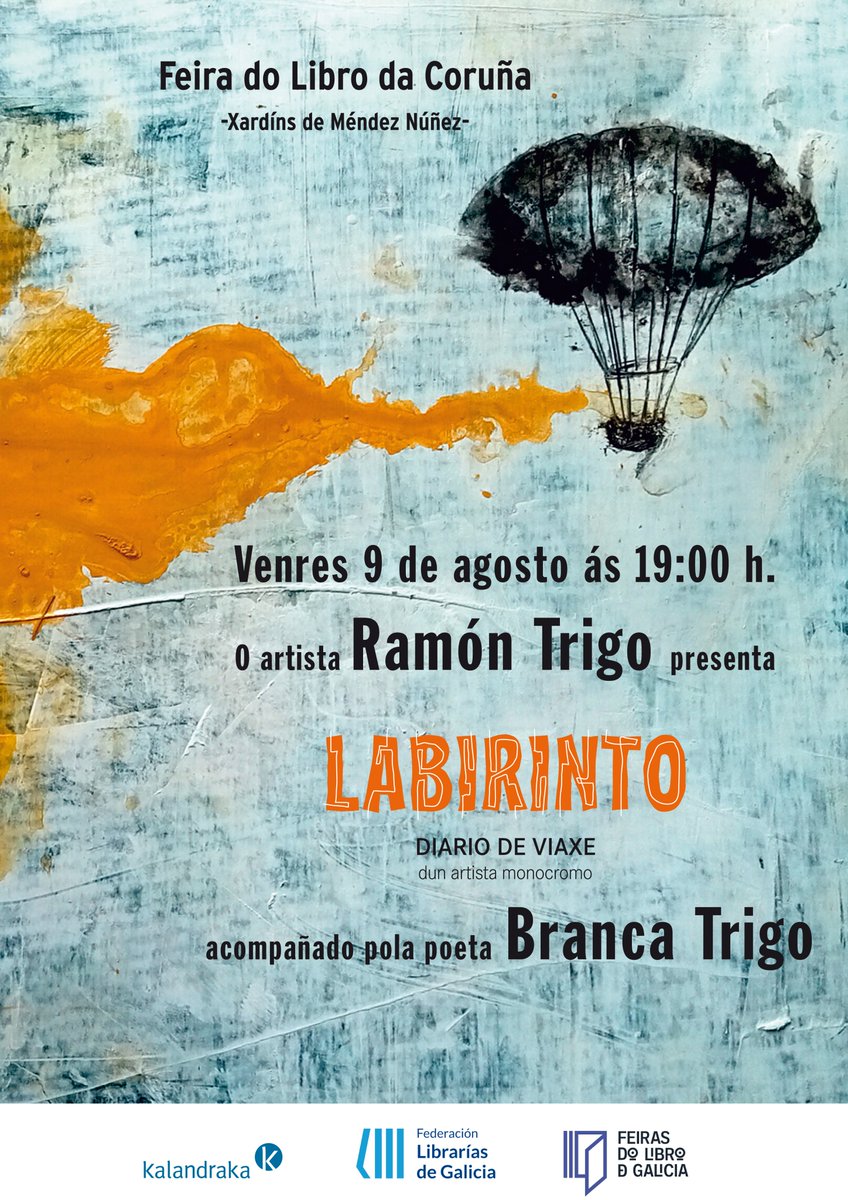 KalandrakaEdit's tweet photo. Este venres ás 19h na #FeiraDoLibroDaCoruña o artista #RamonTrigo presenta #Labirinto. Ademais de conversar coa poeta #BrancaTrigo sobre esta nova obra ambientada en #Africa, gozaremos coa destreza artística do autor mentres realiza ilustración en vivo
🖌️ https://t.co/6sYi9SIO4l https://t.co/Tv60pqFluV