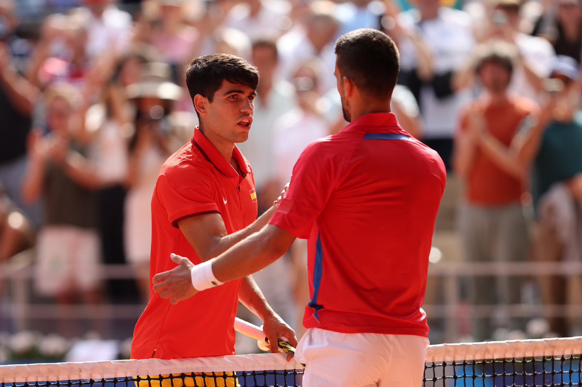 Novak Djokovic (@djokernole) on Twitter photo Another epic final, <a href="/carlosalcaraz/">Carlos Alcaraz</a>. El clasico. Congratulations to you and your team for an excellent Olympics. Considering your age, your energy and the way you play, you probably have 20 more Olympics ahead of you 😆. Your gold will come. Until next time, amigo. Another epic final, <a href="/carlosalcaraz/">Carlos Alcaraz</a>. El clasico. Congratulations to you and your team for an excellent Olympics. Considering your age, your energy and the way you play, you probably have 20 more Olympics ahead of you 😆. Your gold will come. Until next time, amigo.