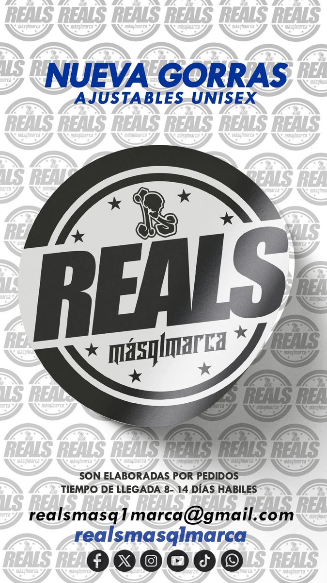 realsmasq1marca's tweet photo. GANAMOS gorras unisex ajustables, son elaboradas por pedidos, tiempo de llegada que serian entre 8 - 14 días hábiles, en USA y EU 4 - 8 días hábiles. Forma de pago zelle, bizum, paypal. Para mas información o pedidos a nuestros DM´S o correo electrónico realsmasq1marca@gmail.com https://t.co/gOIIjghUCF