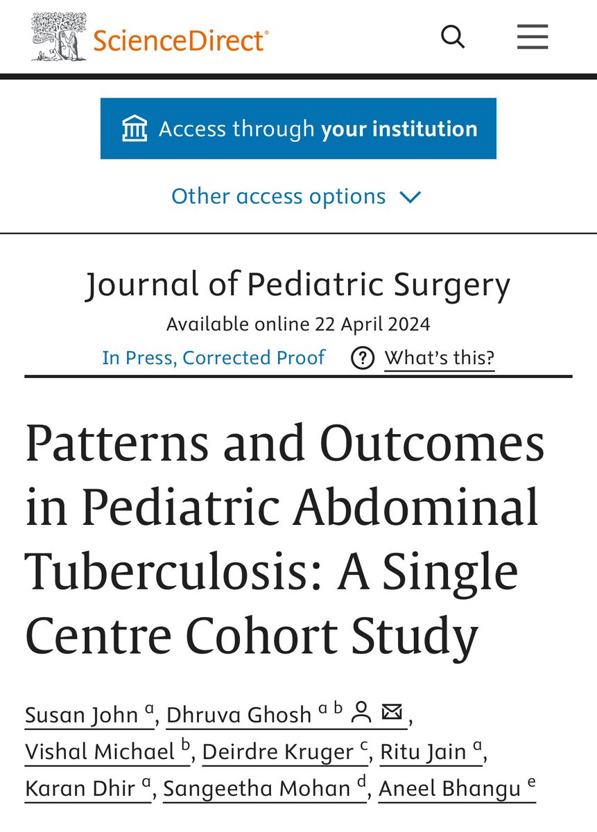 GlobalSurgeryI1's tweet image. There are surgical challenges in Pediatric tuberculosis and not necessarily in the lungs. The abdomen can be a nightmare..
sciencedirect.com/science/articl…
@ICMRDELHI @MoHFW_INDIA @doctorsoumya @NIHRglobal @WHO @BMGFIndia @UOB_India @IAPSIndia @iapindia @georgeinstitute