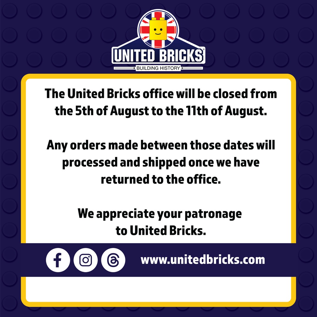 The United Bricks office will be closed throughout next week so orders will be processed and shipped once we return.

We appreciate your understanding.

#unitedbricks #minifigure #lego #minifigures #legolife #legohistory #historical #historicalminiatures