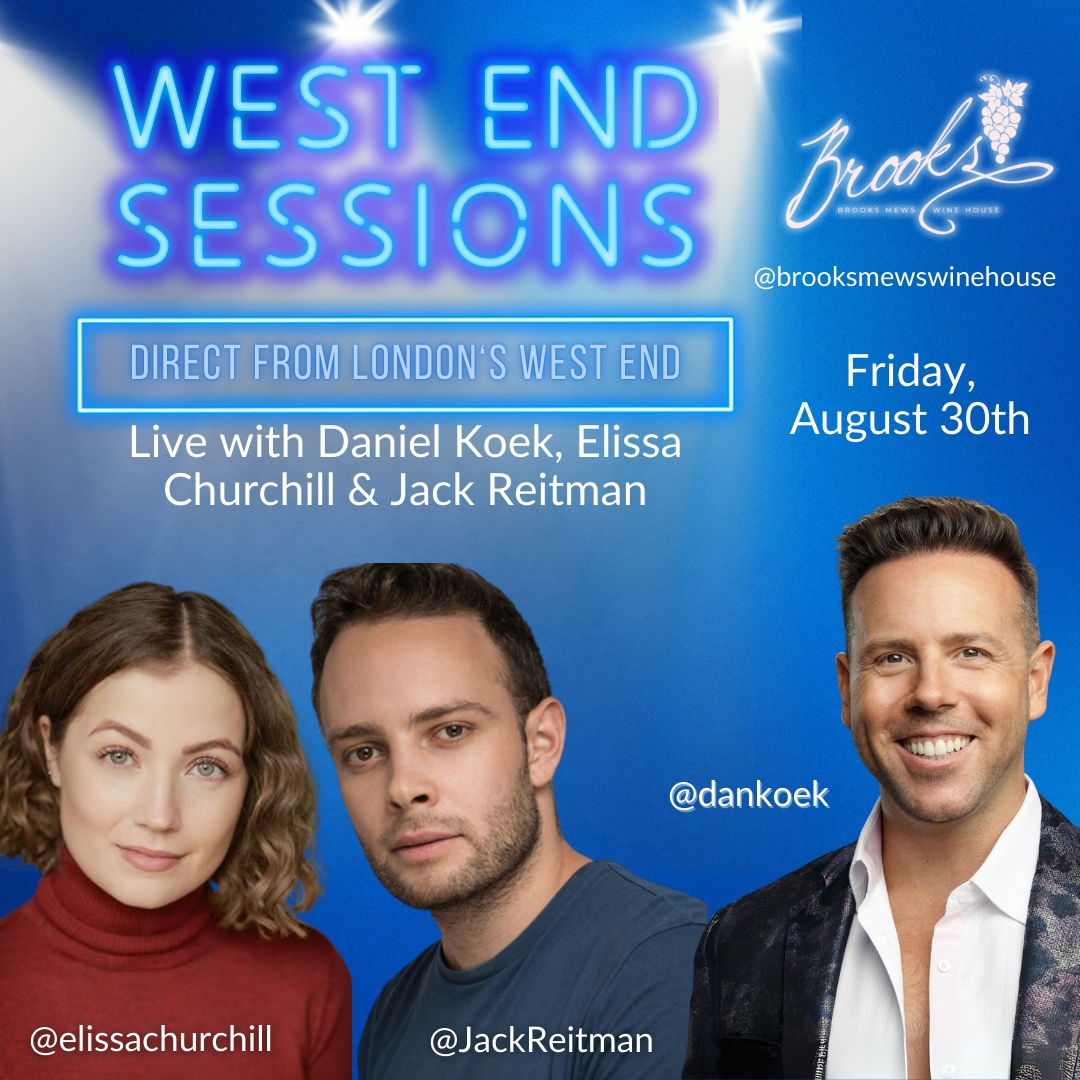 Experience a slice of London's West End magic right here with Daniel Koek, Jack Reitman and Elissa Churchill! 

From the dazzling lights of London to a stage near you, this is a night you won't want to miss. 🌟🎶

@dankoek
@brooksmewswinehouse
@jackreitman
<a href="/elissachurchill/">Elissa Churchill</a>