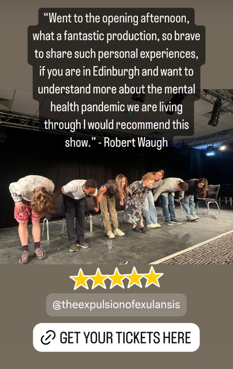 The first few reviews are in… have you seen this groundbreaking debut play by 18 year old director Siyani Sheth yet? tickets.edfringe.com/whats-on/expul… #MentalHealthAwareness #EdinburghFringe #SouthAsianHeritageMonth <a href="/theSpaceUK/">theSpaceUK</a> <a href="/edfringe/">Edinburgh Festival Fringe</a>