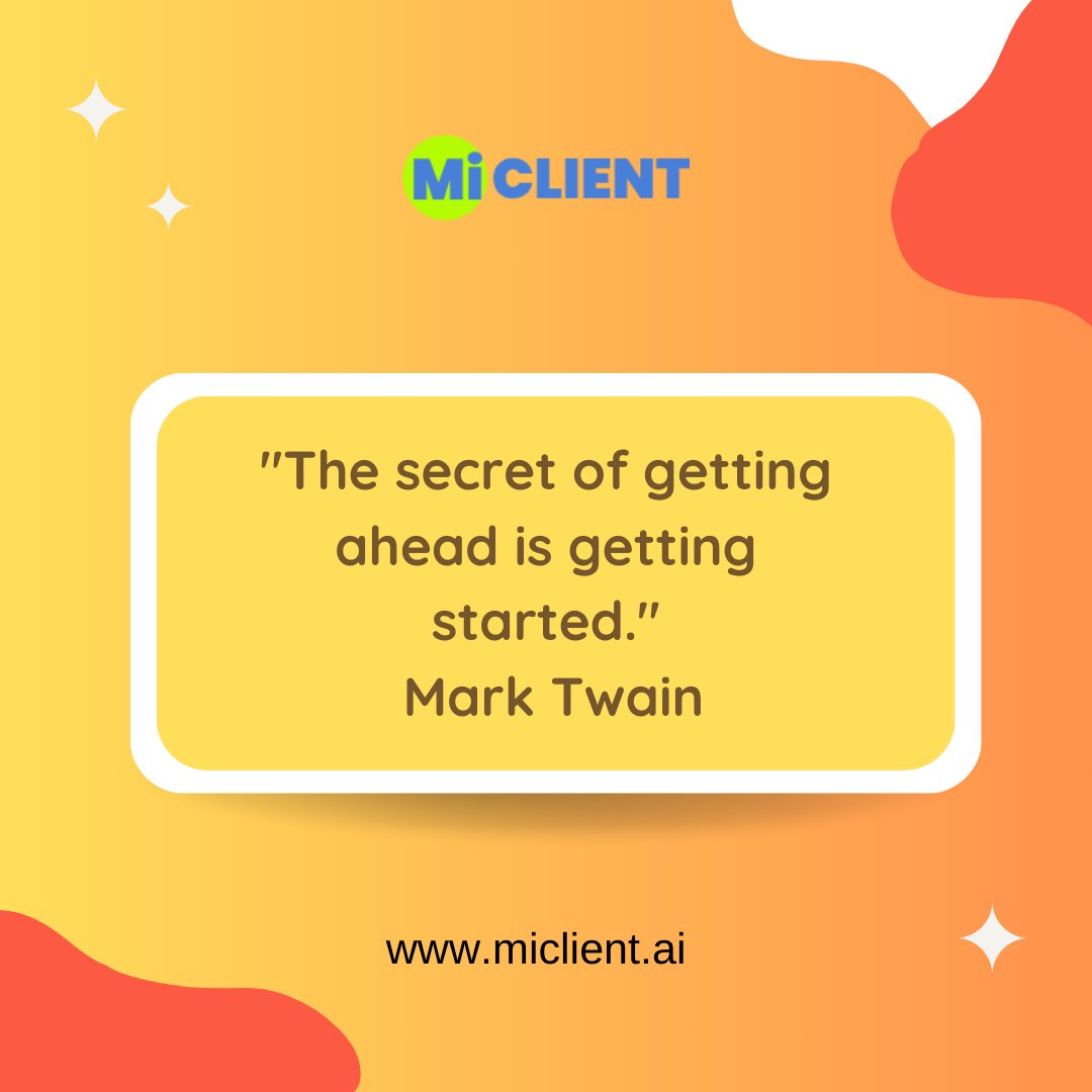 MiClient's tweet image. As we kick off a new week, let&apos;s focus on taking the first steps toward our goals. Action is the foundation of success. Let&apos;s make it a great week!

#monday #motivation #business #sales #b2b #b2bsales #success #goals #weekstart