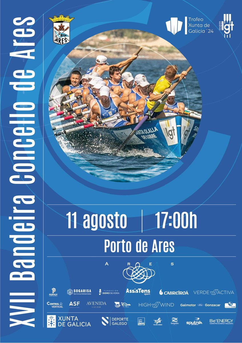 🚣Liga LGT🚣
🔹XVII BANDEIRA CONCELLO DE ARES
💙O domingo remamos na casa!
#AúpaAres #bravuraxabrenta #haicanteira