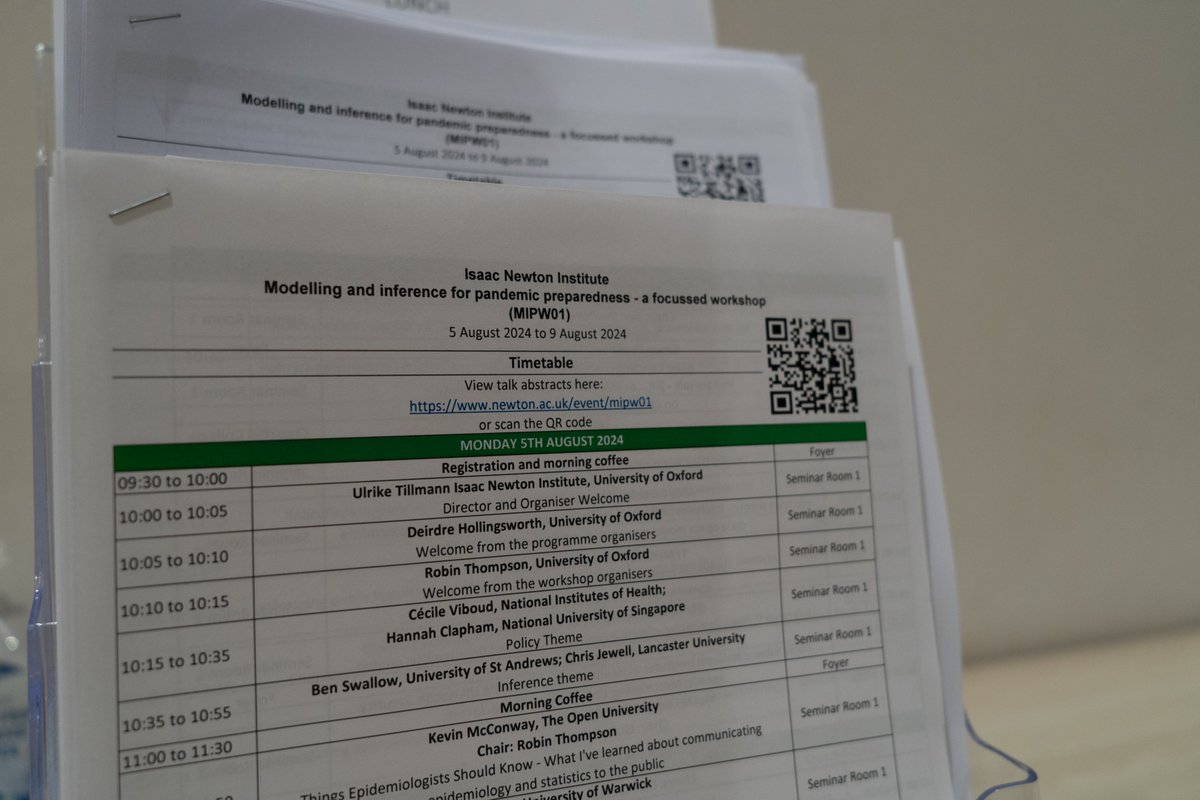 📢 This week's INI-based workshop is the "Modelling and inference for pandemic preparedness - a focussed workshop", part of the #NewtonMIP2024 programme.

🔗 For more information on the workshop, see here: newton.ac.uk/event/mipw01/