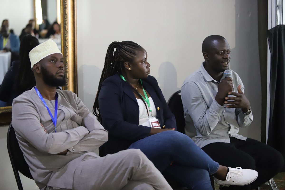 Panellists <a href="/mohadow/">Mohamed Adow</a>, <a href="/janetmilongo/">Janet Milongo</a>, and <a href="/OkandaJoab/">Joab Okanda</a> are currently discussing "Unpacking the Transition Away from Fossil Fuels."