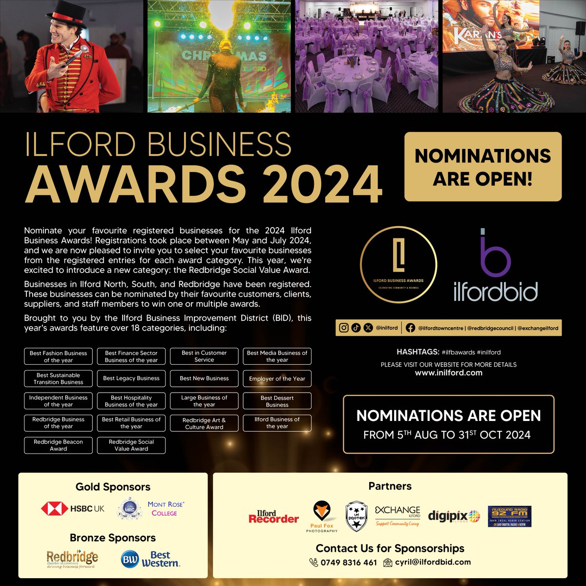 The Ilford Business Awards nomination stage is open! Submit your votes by October 31, 2024. Businesses that completed registration are now in the running to win. Register here: inilford.com/2024-ilford-bu…