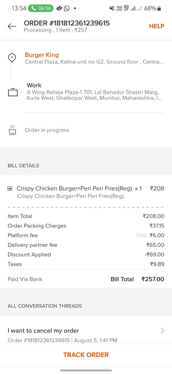 SrivigneshramS's tweet photo. @SwiggyCares @Swiggy 
Scam In offer no proper response from customer care order delayed nearly 1hr 45 min for 700m https://t.co/HqWOnnIjbZ