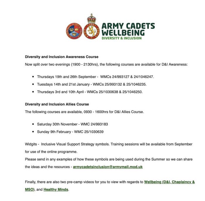AC LGBT+ Forum (@acf_lgbt) on Twitter photo Have you seen the latest Army Cadets Round-Up? Lots on #armycadetswellbeing including D&I awareness and allies courses, the launch of 'widgits' and two pre-camp webinars <a href="/AC_INCLUSION/">Army Cadets - Lead D&I Advisor</a> <a href="/ArmyCadetsHoW/">Army Cadets Head of Wellbeing</a> Have you seen the latest Army Cadets Round-Up? Lots on #armycadetswellbeing including D&I awareness and allies courses, the launch of 'widgits' and two pre-camp webinars <a href="/AC_INCLUSION/">Army Cadets - Lead D&I Advisor</a> <a href="/ArmyCadetsHoW/">Army Cadets Head of Wellbeing</a>