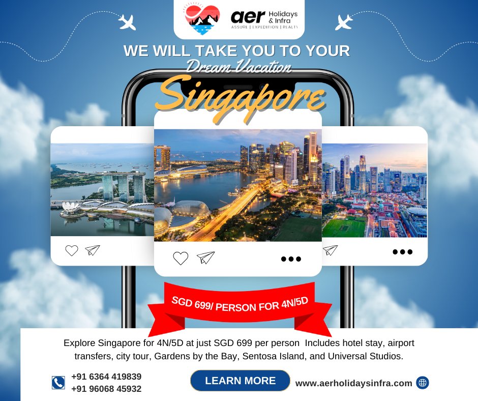 aerholidays's tweet photo. 🌟 4N/5D Singapore from SGD 699! 🏨✈️ Includes city tour, Garden by the Bay, Sentosa &amp; Universal Studios! 🎡🌺 Book now! https://t.co/KlpyaEvuk9

#Singapore #TravelDeals #Holiday https://t.co/t7X37Rwfjy