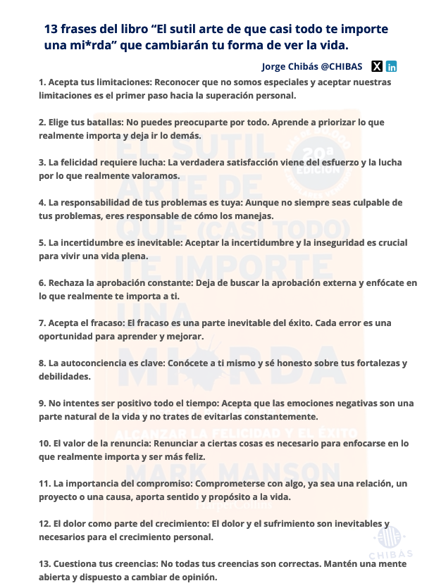 chibas's tweet photo. 13 frases reflexivas de Mark Manson que cambiaran tu forma de ver la vida. 📝
