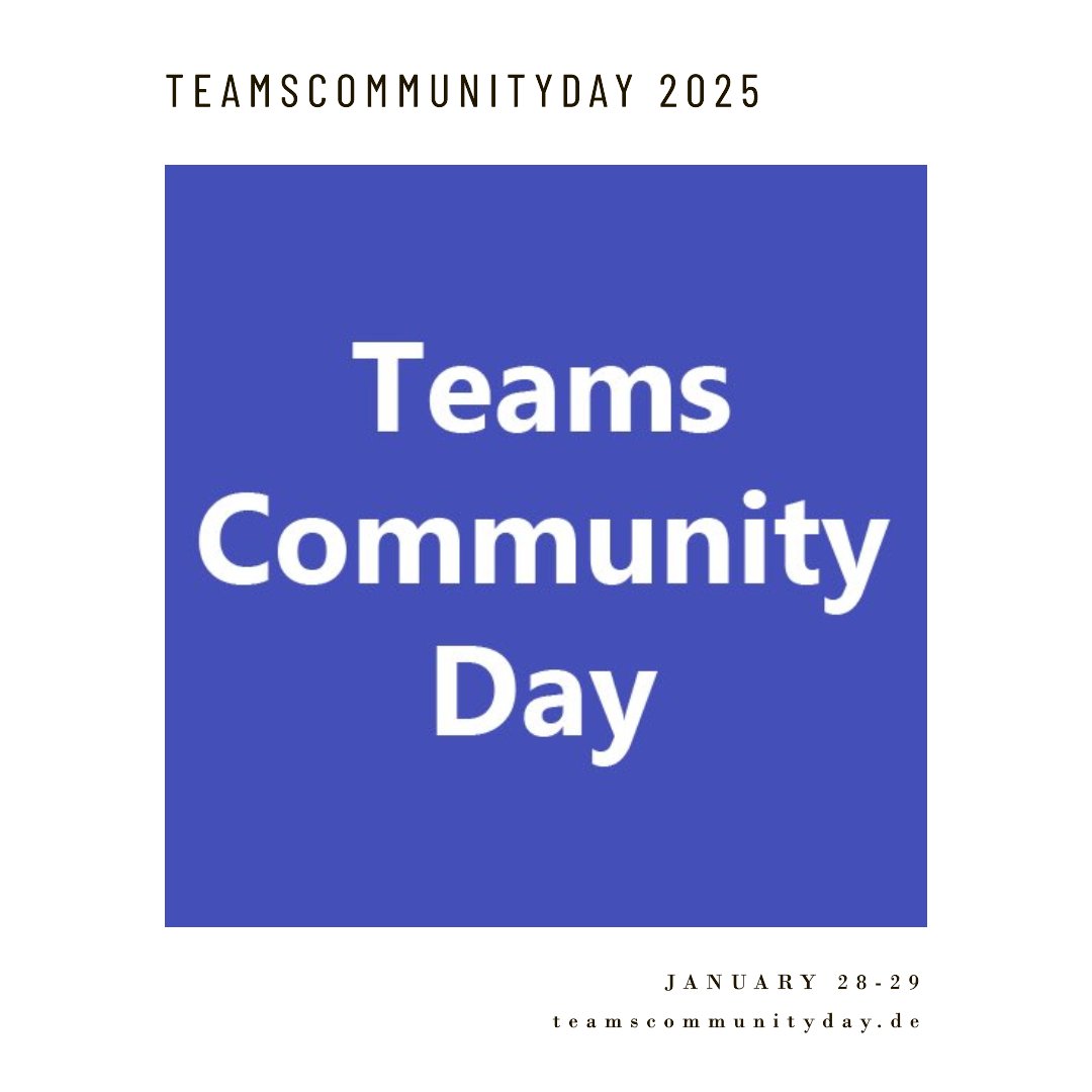 TeamsCommunityDay (@teamsday) on Twitter photo #TeamsCommunityDay 2025
Von der Community, für die Community.
Wir freuen uns, dass auch 2025 wieder tolle lokale Communityheroes mit dabei sind.
Wir stellen euch diese in den kommenden Wochen vor!
<a href="/TKarafilov/">Tomislav Karafilov</a> <a href="/PfiffiKrebs/">Jennifer</a> <a href="/Ra_Koellner/">Raphael Koellner #Copilot</a>
#MicrosoftTeams #TeamsCommunityDay 2025
Von der Community, für die Community.
Wir freuen uns, dass auch 2025 wieder tolle lokale Communityheroes mit dabei sind.
Wir stellen euch diese in den kommenden Wochen vor!
<a href="/TKarafilov/">Tomislav Karafilov</a> <a href="/PfiffiKrebs/">Jennifer</a> <a href="/Ra_Koellner/">Raphael Koellner #Copilot</a>
#MicrosoftTeams