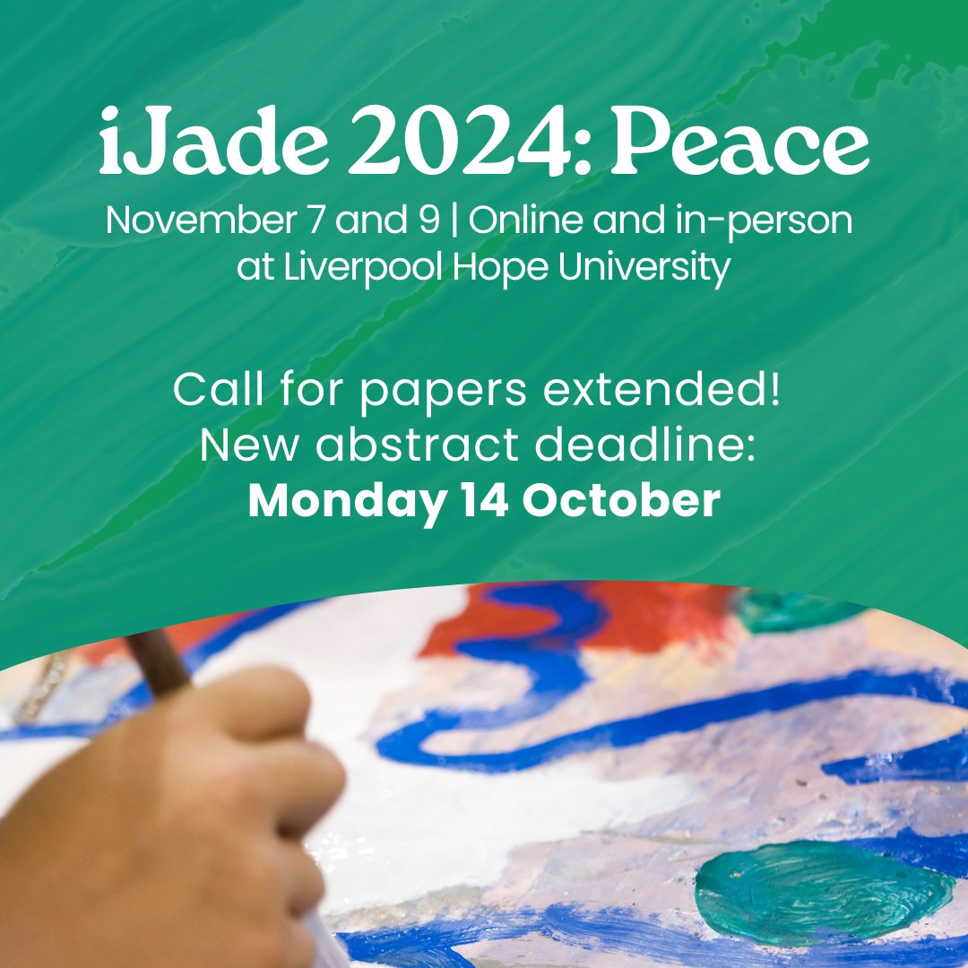 📣 iJADE Call for Papers - deadline extension!

This year’s conference explores the theme of Peace. Submit your 200 word abstract by Monday 14 October.  

Read more about our submission guidelines and theme: nsead.org/courses-advice…

#iJADE2024