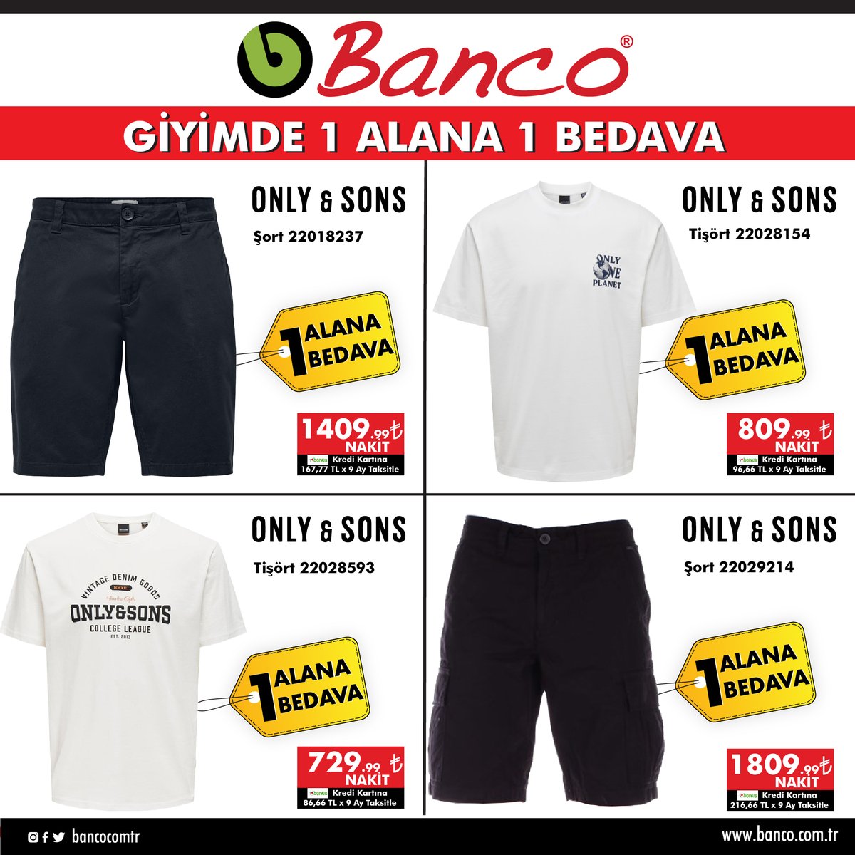Bancocomtr's tweet photo. Giyimde Şok Fırsat!📢

Yeni Sezon Jack &amp; Jones, JJXX, Only, Only &amp; Sons ürünlerindeki 1 Alana 1 Bedava fırsatını kaçırma, tarzını oluşturan yeni parçalarla gardırobunu yenile.✨

#banco #giyim #1alana1bedava #jjxx #jackandjones  #pantolon #tişört #elbise #şort # https://t.co/YMauslc4u3