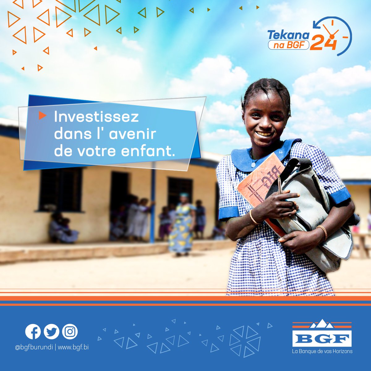 BgfBurundi's tweet photo. BGF 24 est la solution pratique et rapide pour faire face aux frais scolaires.
Rendez-vous dans nos agences BGF les plus proches pour bénéficier d'un crédit allant jusqu'à 10 millions de FBU en seulement 24 heures.
#burundi
#banking
#bgf24 https://t.co/2QCQkjJ5fK