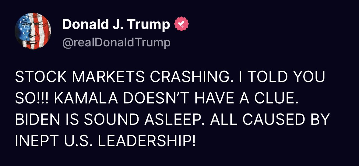 ArchieIntel's tweet photo. JUST IN: 🇺🇸 Trump reacts to market crash. 🤔 https://t.co/6FAIqNAhq8