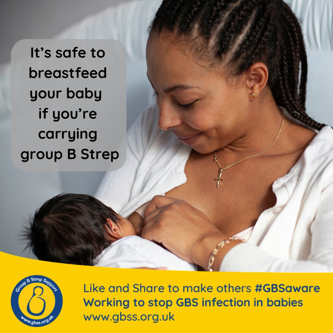 GBSSupport's tweet photo. It’s safe to breastfeed your baby if you're carrying #groupBStrep. 
Breastfeeding hasn't been shown to increase the risk of GBS infection and offers many benefits to you and your baby.
Source: @RCObsGyn
More on #breastfeeding &amp; GBS: https://t.co/XvLvMFqV5G
#WorldBreastfeedingWeek https://t.co/eeaDQLoaMK