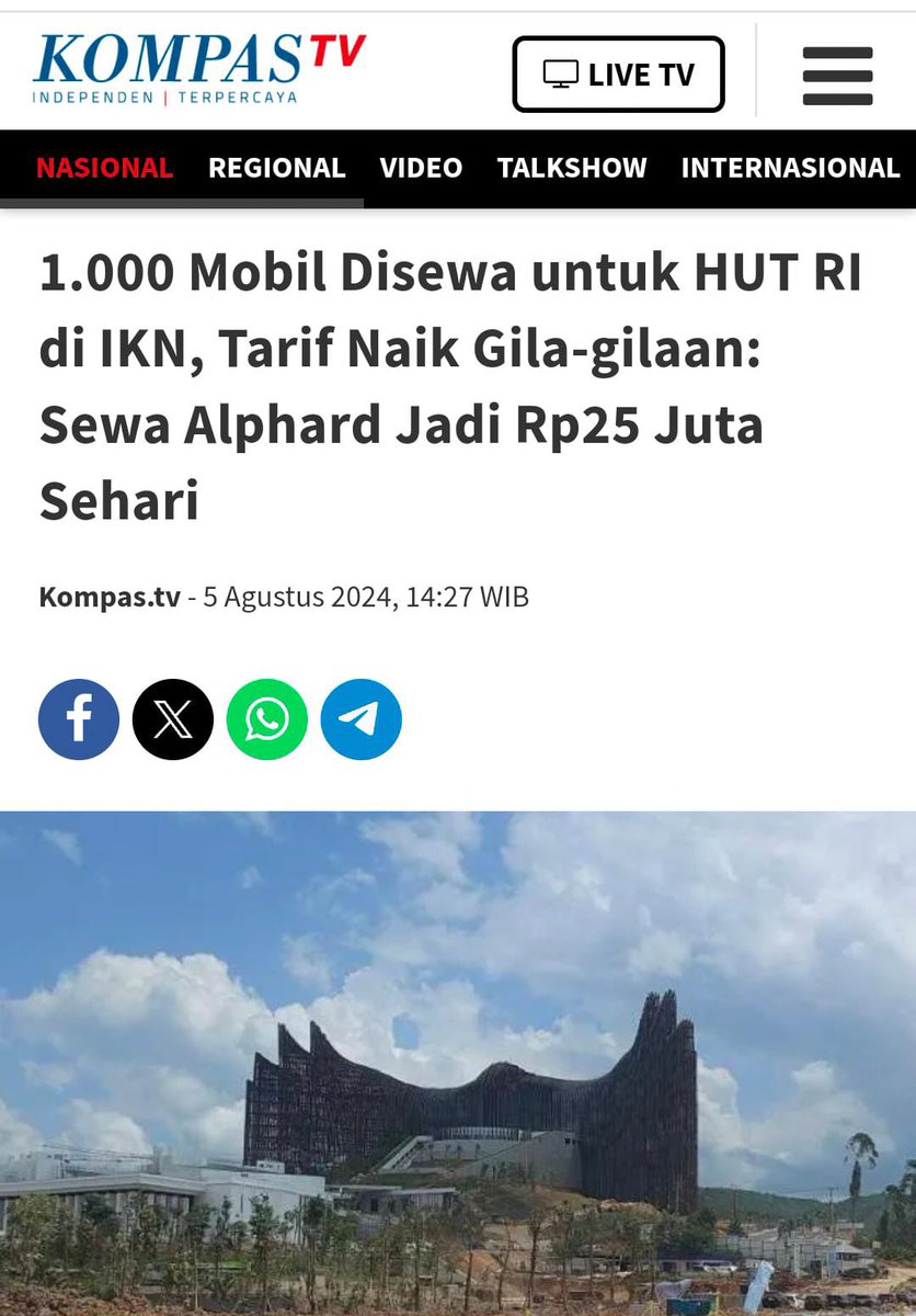 BosPurwa's tweet photo. 1000 mobil, rekayasa cuaca 9 Miliar, SPPD pejabat dan ASN 1 minggu, akomodasi seluruh peserta, pengerahan pasukan TNI Polri beserta armadanya, biaya acara dll. Gw taksir 300-500 miliar habis hanya utk acara seremonial 17-an di IKN

Sementara itu gaji guru honorer tetap 300 rb https://t.co/su6vt1cidT