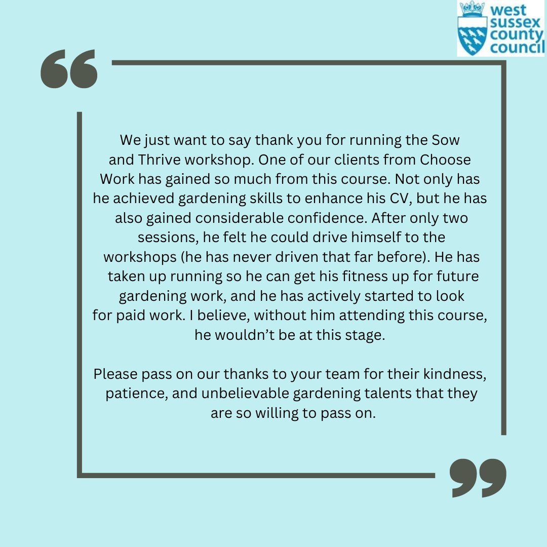 Our partners at <a href="/TuppennyBarn/">TuppennyBarn</a>  have been doing some amazing work, as shown by such positive feedback.

If you are wanting to grow your confidence and learn new skills, then take a look at our website: Community Learning - West Sussex County Council

#communitylearning #wscc