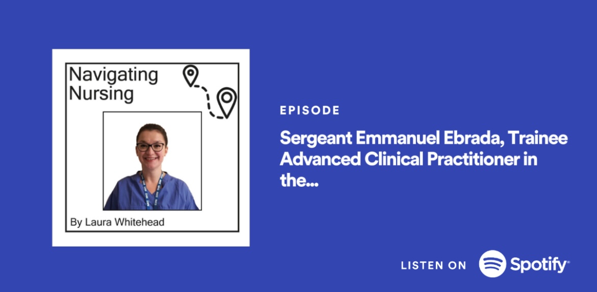 Laura Whitehead (@laurawh56878961) on Twitter photo New episode out now on #navigatingnursing with Sgt Emmanuel Ebrada Trainee ANP #nurse #registerednurse #DefenceNursing #Onemedicalmindset #futureDMS #DMS
#Leadership #intensivecare
<a href="/DMS_MilMed/">Defence Medical Services</a>
#Nursing
<a href="/MiddlesexUni/">Middlesex University</a>
<a href="/NursingTimes/">Nursing Times</a>
<a href="/KCLalumni/">KCL Alumni</a> New episode out now on #navigatingnursing with Sgt Emmanuel Ebrada Trainee ANP #nurse #registerednurse #DefenceNursing #Onemedicalmindset #futureDMS #DMS
#Leadership #intensivecare
<a href="/DMS_MilMed/">Defence Medical Services</a>
#Nursing
<a href="/MiddlesexUni/">Middlesex University</a>
<a href="/NursingTimes/">Nursing Times</a>
<a href="/KCLalumni/">KCL Alumni</a>