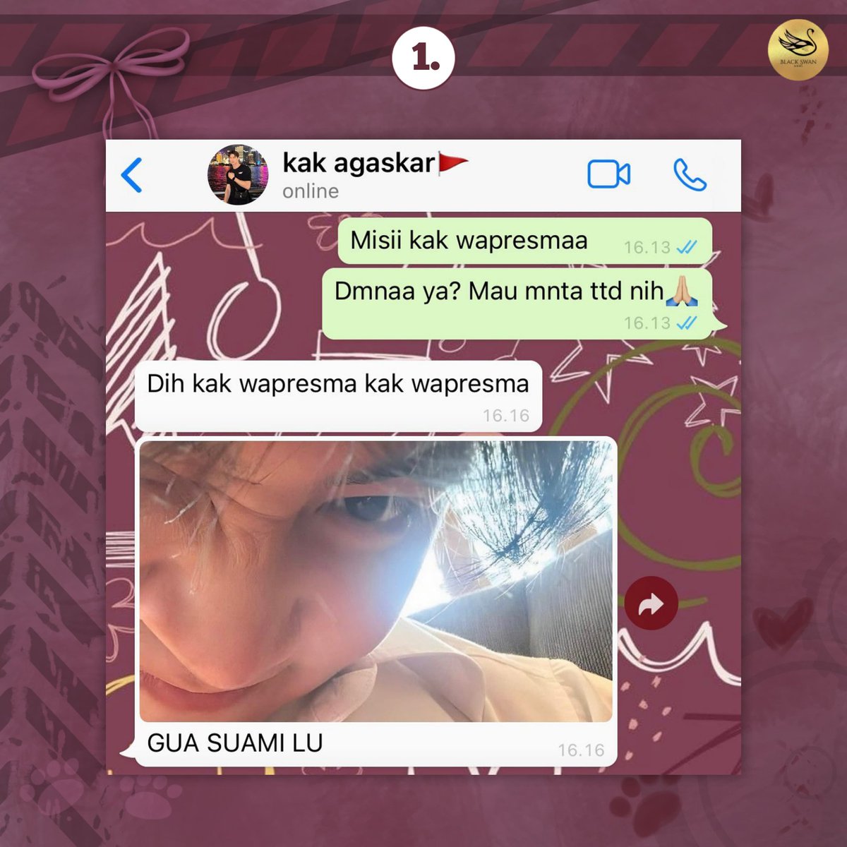 blackswan_books's tweet photo. When kamu punya suami Wapresma!
Cek slide berikutnya!
Jangan lupa nabung dari sekarang biar bisa bawa pulang versi novel ๐๐๐๐ฆ๐๐๐ฅ ๐ฎโผ๏ธ๐คฉ
#agaskarwp #askarazeywp #agaskarvakenzo #arazeyhelthea #wolvipergang #nazieranff #blackswanbooks @nazieranff1717 https://t.co/3yLrG8E46l