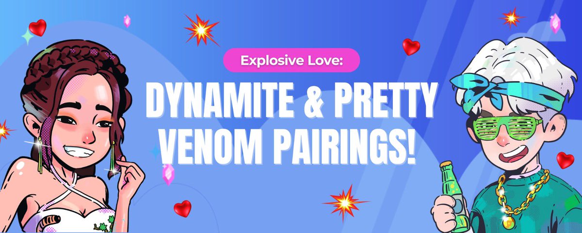 BytepopNft's tweet photo. GM, BPop! ☀️ 
Let's kick off the day with a burst of creativity!

Share your favorite Dynamite and Pretty Venom collections and tell us why you think they make the perfect pair!

Let's see your unique combos and celebrate our awesome collections together. Have a great day! 💥💖 https://t.co/85v6yoOPRg