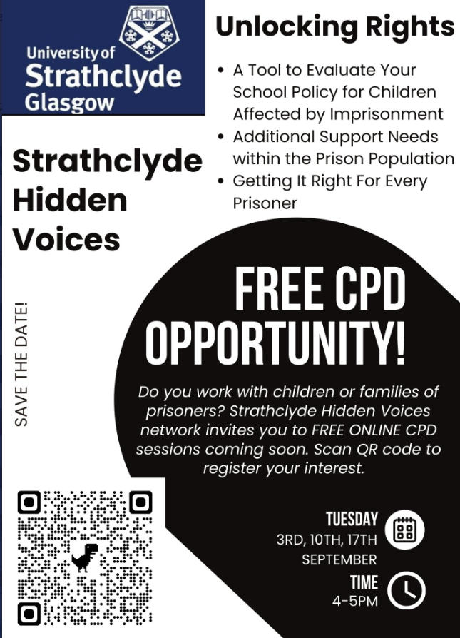 What do you know about the experiences of parents in prison or about how to support their children? 

**FREE ONLINE PROFESSIONAL DEVELOPMENT SESSIONS IN SEPTEMBER**

If you have signed up for this already, you will receive an e-mail from us this week with more details.
