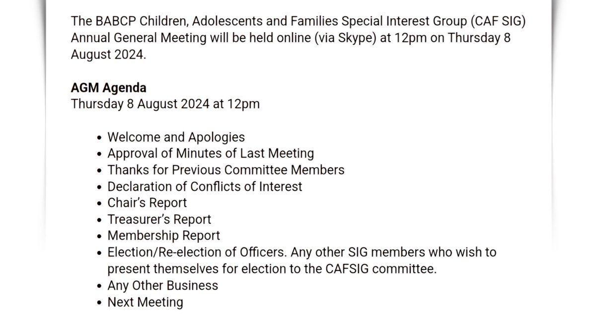 CAFSIG AGM is this week. Thursday 8th August at 12pm. Please do come and join and us and help us shape the future of CAFSIG.
You can join here 
babcpmail.com/c/AQjIbBDl3PkG…