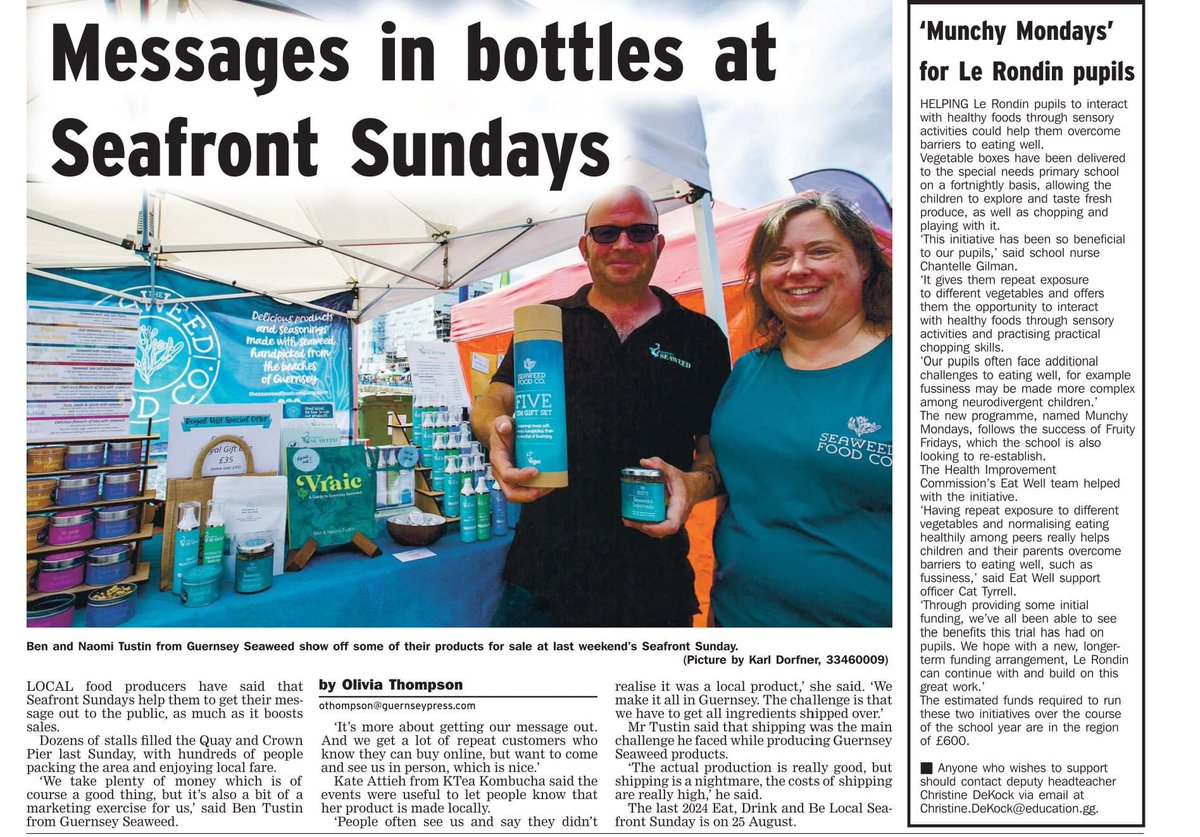 Thankto the <a href="/GuernseyPress/">Guernsey Press</a> for featuring Le Rondin Schools 'Munchy Monday' initiative. For the full details check out our website link here healthimprovement.gg/news/article/l….
If you would like to support the school to continue on with 'Munchy Mondays' please contact Deputy Head Christine