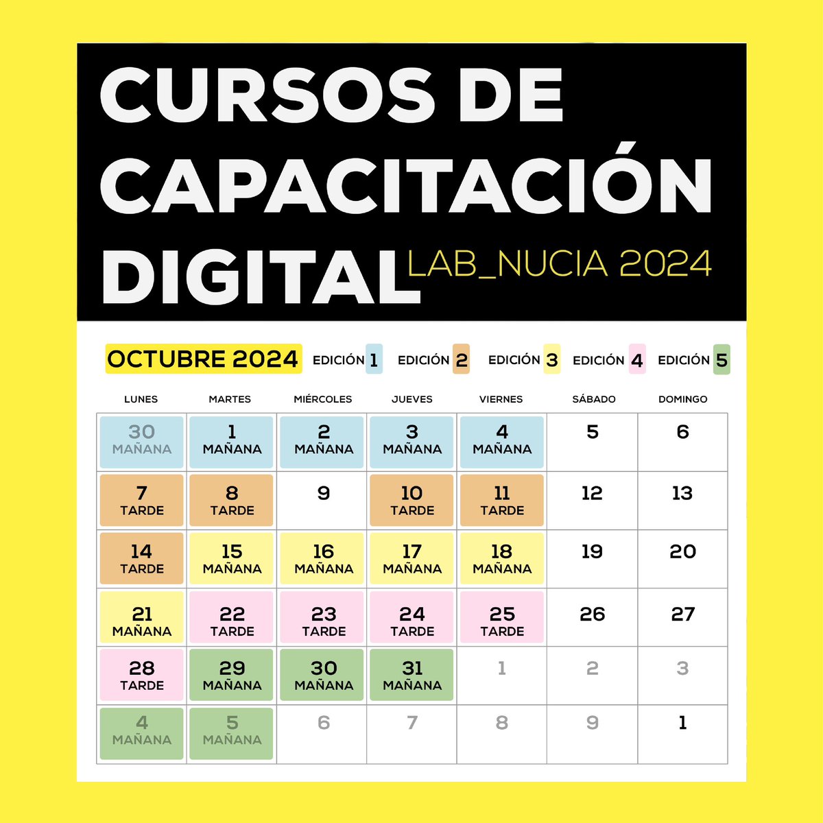 ✅Si eres #autonomo o #pyme, apúntate ya al CURSO INTENSIVO GRATUITO sobre #CapacitaciónDigital y dezcubre como la #InteligenciaArtificial puede ayudarte

🔗Inscripciones, fechas y más información: lab.lanucia.es/capacitaciondi…

#MadeByLaNucia #LaNucia